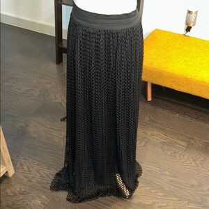 Chic Black Crochet Maxi Skirt